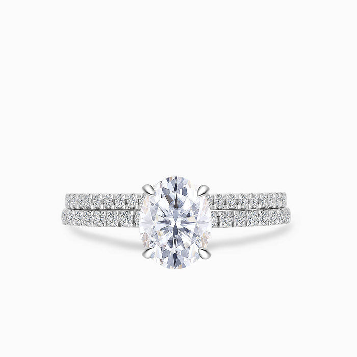 Oval Diamond Hidden Halo Ring with Wedding Band  | Lab Diamonds for Your Dream Engagement Ring - Stunning Yet Affordable | Saratti