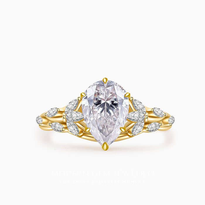 Vintage Inspired Pear Shaped Diamond Ring | Lab Diamonds for Your Dream Engagement Ring - Stunning Yet Affordable | Saratti