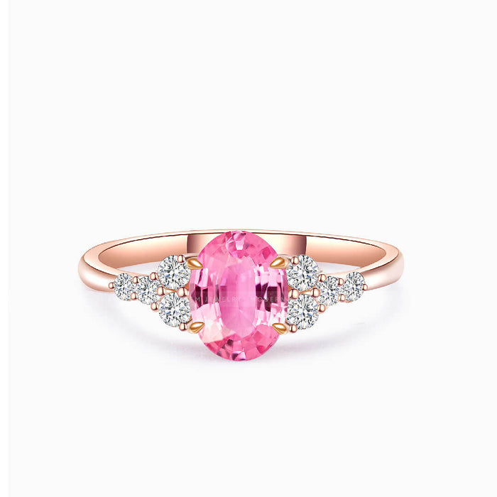 Oval Pink Ring with Rose Gold - Eight Captivating Hollywood Sapphire Rings that Rocked the Red Carpet - Saratti