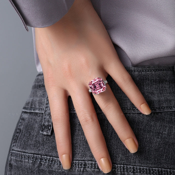 8 Carat Asscher Cut Pink Tourmaline Ring Ring | Hot Barbie Summer -  Embrace Pink Magic with Barbie-Inspired Jewelry | Saratti