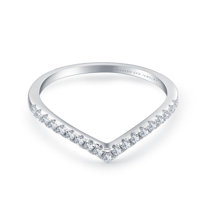 Curved Wedding Band with Diamonds in White Gold | Saratti's Top 5 Budget Lab Diamond Engagement Rings- Affordable Elegance | Saratti