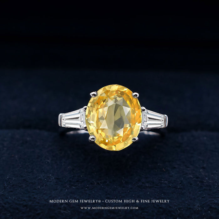 Yellow Sapphire Three Stone Ring in Saratti Jewelry Box - Eight Captivating Hollywood Sapphi