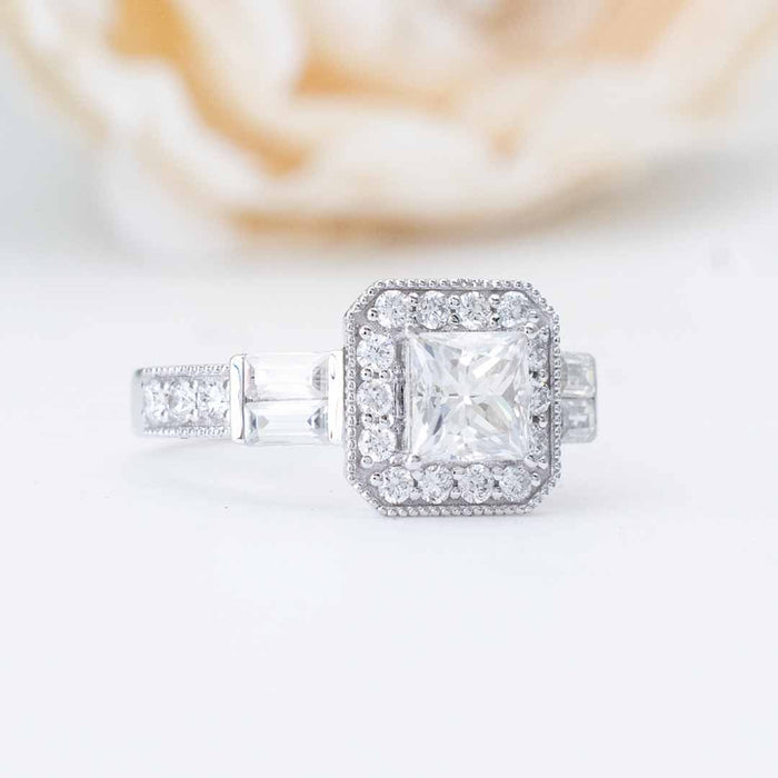 Princess Cut Moissanite Ring with Diamond Halo | Affordable Brilliance - Crafting Your Dream Engagement Ring with Stunning Moissanites | Saratti
